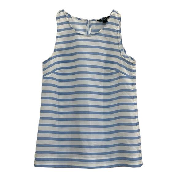 J. Crew Blue & White Striped Sleeveless Blouse 0 XS Coastal - Picture 1 of 8